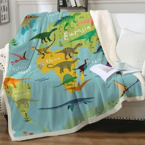 New Dinosaur Sherpa Throw Blanket Jurassic Printed Bedspread for Kids Stegosaurus Plush Fashion blanket