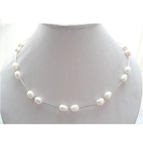 New Arrival Favorite Pearl Jewelry Amazing 10mm White Rice Natural Freshwater Pearl Tible Silver Necklace Fine Lady Gift
