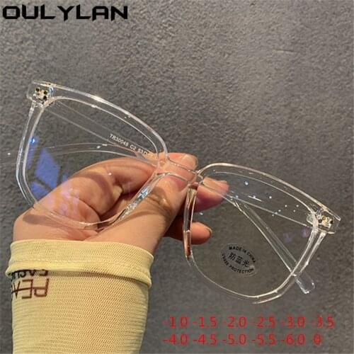 Oulylan -1.0 1.5 2.0 2.5 to -6 Finished Myopia Glasses Women Men Nearsighted Eyewear Oversized Eyeglasses with Diopters Minus