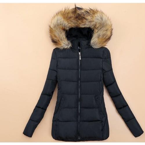 Autumn Female Jacket 2021 Hooded Winter Coat Fake Fur Collar Parkas Woman Plus size S-6XL Women Warm Outerwear Short Down Jacket