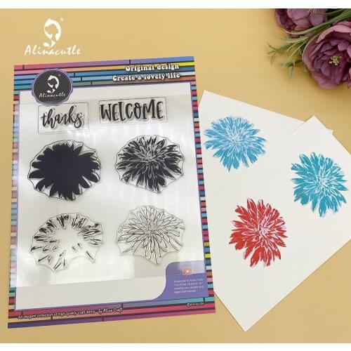Alinacutle Clear Stamp Layered Flower Set Scrapbooking Handmade Card Album Paper Craft Rubber Transparent Silicon Stamps