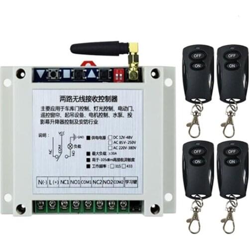 DC12V 24V 36V 48V 2CH 30A Wireless Remote Control LED Light Switch Relay Output Radio RF Transmitter And 433 MHz Receiver
