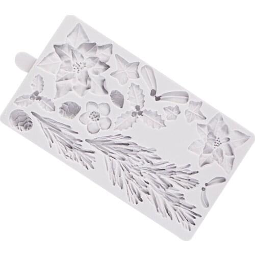 Christmas Molds Flower Shape Leaves Dry Pease Fondant Cake Silicone Mold Chocolate Molds Clay Mould for Cake Decorations PRZY