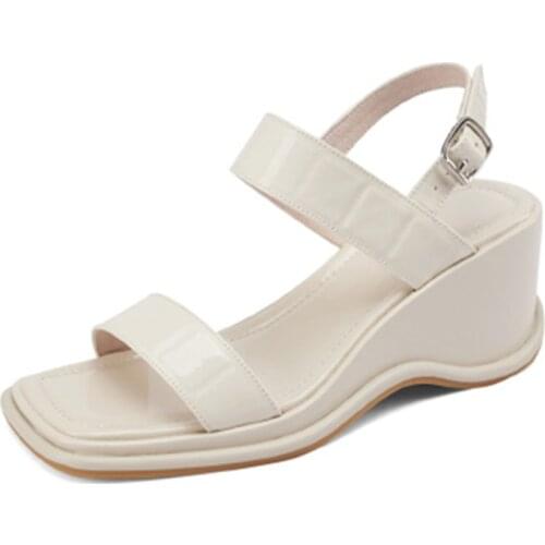 Spring And Summer Simple Fashion Ladies Wedge Sandals Comfortable Casual Leather Womens Shoes High-quality Handmade New Style