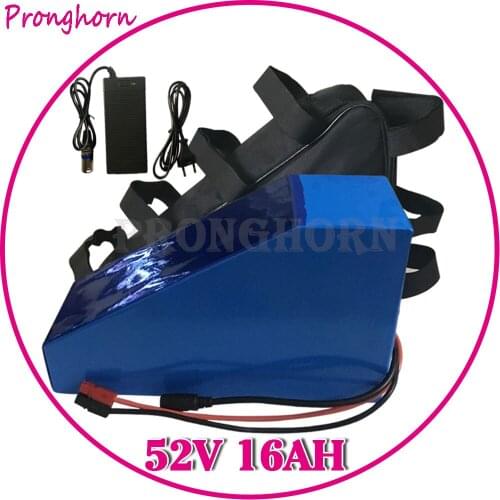 52V 15Ah 16Ah Triangle Ebike Lithium Battery Pack 14S 51.8V Electric Bike Battery with BMS 2A Charger For 48V 750W 1000W Motor