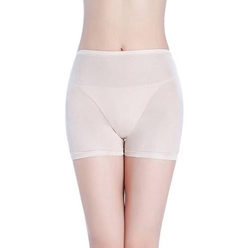 Knitted ladies silk panties high waist belly boxer ladies summer wardrobe malfunction-proof safety insurance pants
