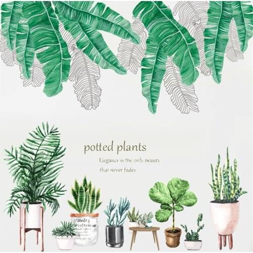 Tropical plants Green Leaves Wall Stickers Kitchen Bedroom Living room Dining room Kids room Decoration DIY Art Decal Door Mural
