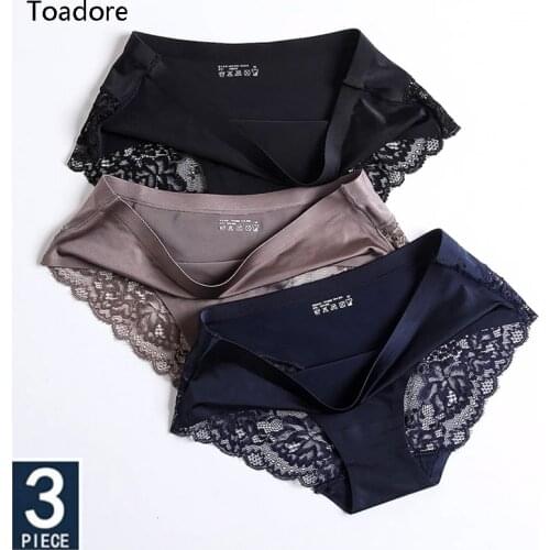 3Pcs/Lot Lace Womens Panties Sets Seamless Underwear Female Silk Briefs Underpants Lady Bragas Woman Sexy Lingerie Culottes XXL