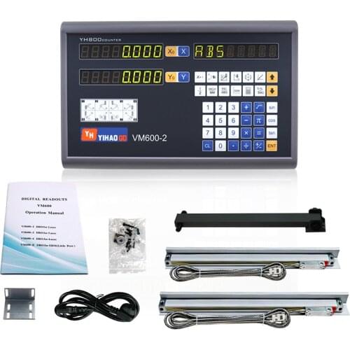 VM600-2 Digital Readout Dro Set Linear Scales Kit 5U Linear Encoder Lines 50 to 1000mm for Lathe Mill Machines YIHAO GD Fast