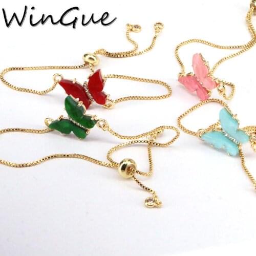 1PCS, Beautiful Resin Color Butterfly Charm Bracelet For Women Girl Cute Pulseras Mujer Bijoux Femme 2021 Trend Jewelry