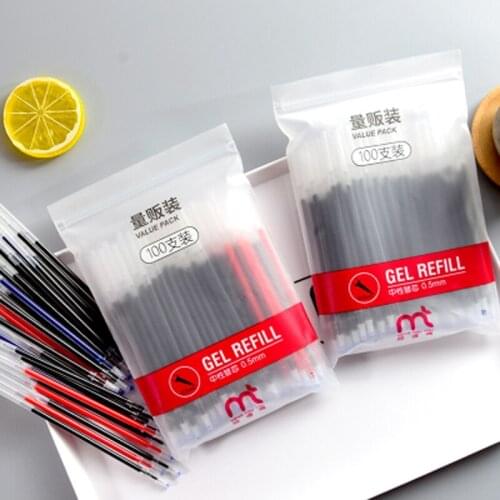 100 pcs/set 0.5mm Gel Refill Value Pack Signature Rods Red Blue Black Ink Refill Office School Stationery Writing Supplies