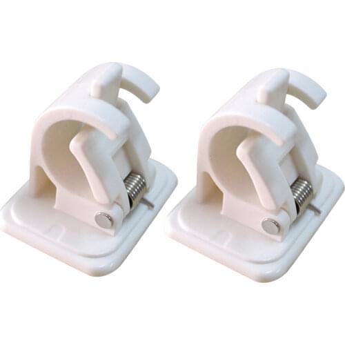 2pcs Self-adhesive Hooks Holder Bracket Wall Mounted Bathroom Bedroom Bracket Curtain Rod Fixed Clip Hanging For Home Tools
