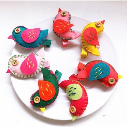2 PIECES Girls Hair Clips Cute Cartton Fabrics Hair Accessories Oure Hand Making Bird Hairpin Children Gifts Headwear Hair Band