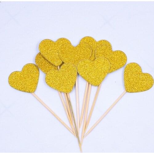 40Pcs/set Cake Flag Heart Shape Cupcake Toppers Baby Shower Birthday Party Decorations Kids Wedding Decoration Cake Toppers A04