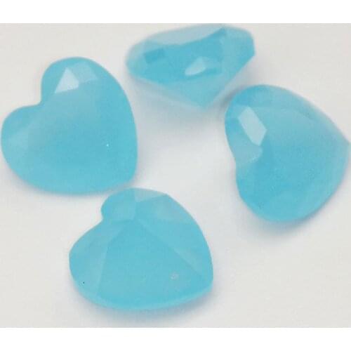 50pcs/Lot 3x3mm-12x12mm Loose Milky Blue Heart Shaped Synthetic Glass Stones Free Shipping