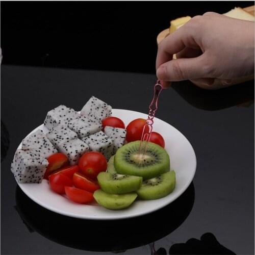 50pcs/pack Disposable Fruit Forks Cake Dessert Plastic Fork Birthday Party Christmas Party Supplies Disposable Tableware AT69