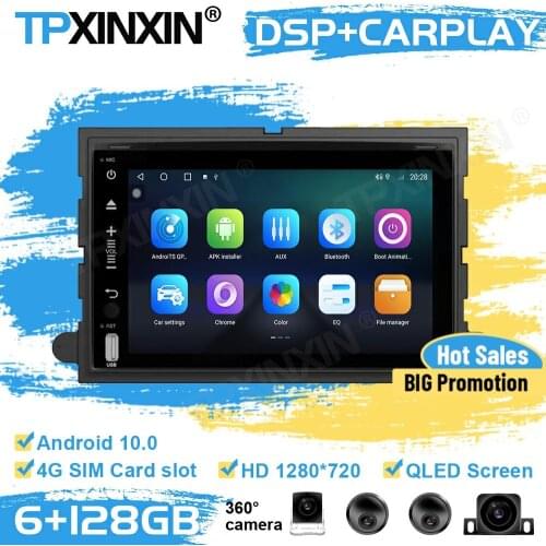 6+128G 360 Cameras Radio Multimedia Receiver Android 10 For Ford Universal F150 2004 2005 2006 2007 2008 Player Audio Head Unit