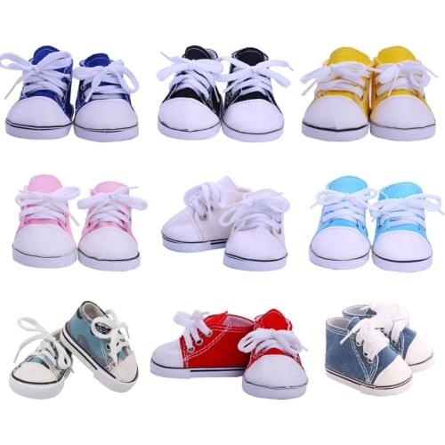 12 Styles Doll Shoes Color Canvas Shoes For 18 Inch American&43 Cm Baby New Born Doll Generation Russian Christmas Girls Gift