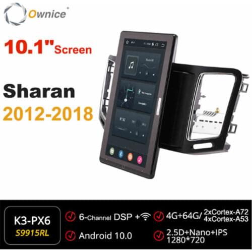 1280*720 Android 10.0 Car Radio forVW Sharan 2012-2018 Multimedia Video Audio GPS Player head Unit Auto 10.1" Rotatable