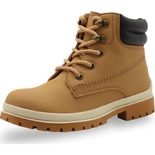Apakowa Autumn Winter Boys Girls Classic Martin Boots Kids Lace-up Fashion Motorcycle Ankle Boots Work Boots Childrens Shoes