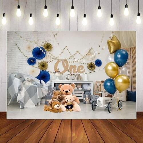 Photography Background Baby Shower 1st Birthday Party Balloon Toy Bear for Boys and Girls Backdrop Decor Photocall Photo Studio