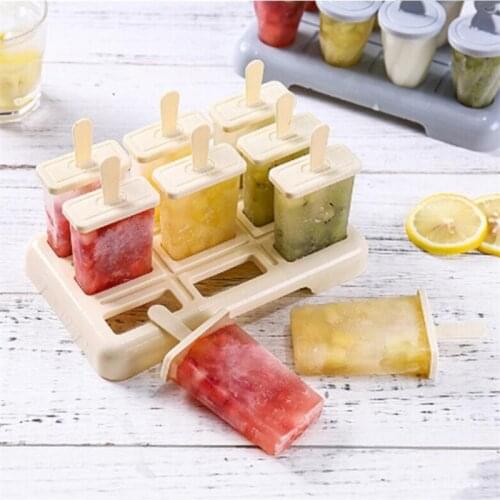 12 Grids Food Grade Silicone Ice Cream Mold Making Tool with Cover DIY Ice Cream Maker Mold Tray Summer Home Kitchen Accessories