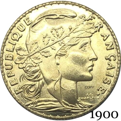 France Third Republic 1900 20 Francs Gold Copy Coin Brass Metal Liberte Replica Production Coins