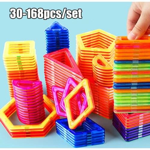30-168pcs Magnetic Building Blocks Magnet Designer Construction Set DIY Creative Constructor Blocks Educational Toys For Kids