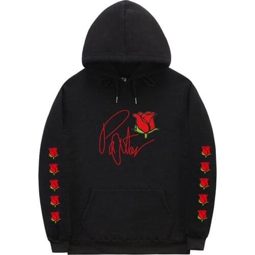 Mens Women Sweatshirt Embroidery Rose HoodiePullover Tops Letter Print Long Sleeve Unisex Hip Hop Streetwear Clothing
