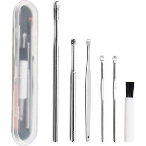 6/8 pcs set Ear Wax Pickers Stainless Steel Spiral Earpick Wax Remover Curette Ear Pick Cleaner Spoon Ear Care Clean Tool