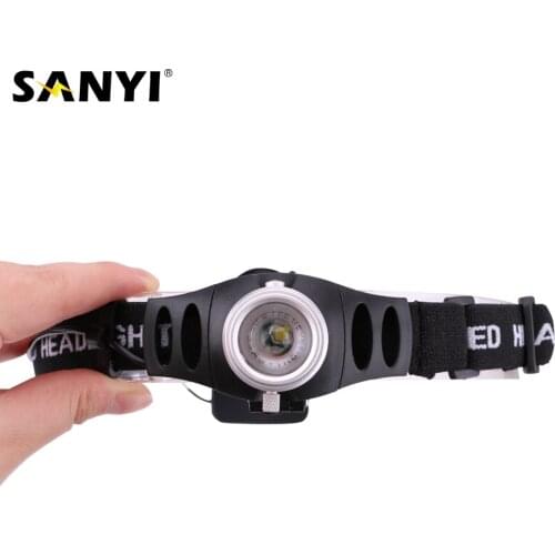Sanyi LED Headlamp Headlight Zoomable Focus Lamp Waterproof Head Torch Flashlight Head Lamp Fishing Lantern use 3*AAA Battery