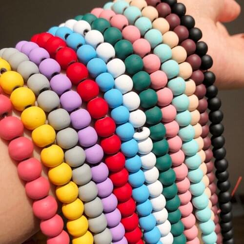 4/6/8mm Natural Matte Dark Green Purple Hematite Stone Rubber Round Spacer Beads for DIY Bracelet Accessories Jewelry Making 15