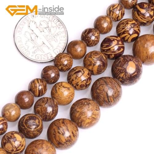 Natural Yellow Elephant Skin Jaspers Stone 6mm 8mm 10mm Round Loose Beads for Jewelry Making 15" DIY Gifts Wholesale