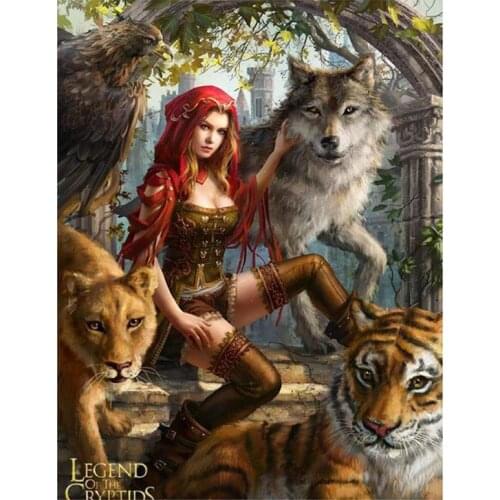 New Arrivals Girl&Wolf&Tiger&Eagle DIY Full Round Diamond Painting 3D Embroidery Cross Stitch Rhinestone Mosaic Home Decor Y597