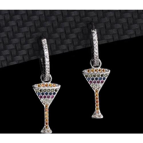 Europe And the United States New Creative Earrings Summer Fun Cocktail Cup S925 Sterling Silver Personality Exaggerated Earrings