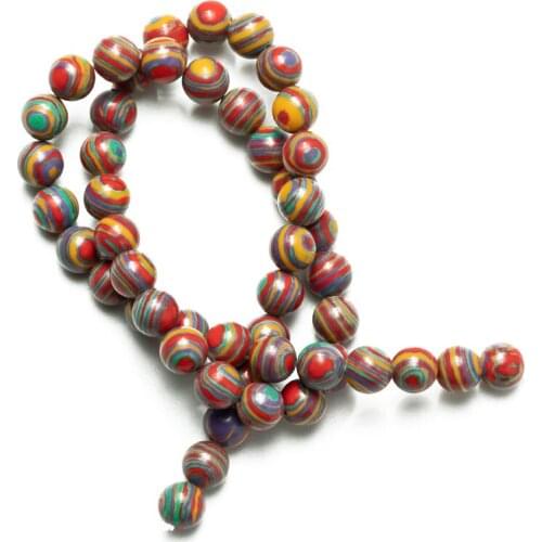 Wholesale Yellow Blue and Red Stripes Synthetic Malachite Stone Beads Needlework for Jewelry Making 4 6 8 10 12mm DIY Bracelet