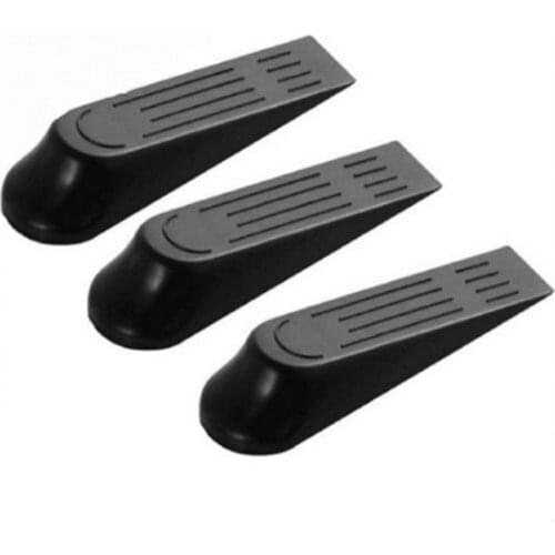 Door Wedge Shaped Plastic Door Stops Non-Slip Black Door Buffers for Office Home Baby Safe Floor Door Stopper