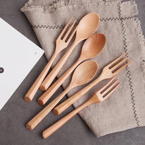 Travel Portable Tableware Wooden Cutlery Sets Bamboo Spoon Fork Dinnerware Suit Environmental Kitchen Tool