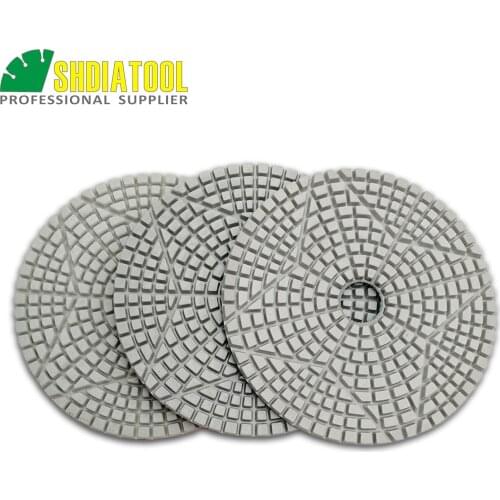 SHDIATOOL Diameter 100mm/4" Premium 3-Steps Diamond Polishing Pads Resin Bond Sanding Discs high quality For Stone marble