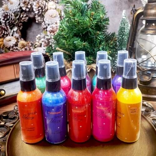 Panalisa 10 color 80ml Colorful shinny spray Ink Inking pearl spray Stamp Oil for Paper craft Scrapbooking Make Seal DIY craft