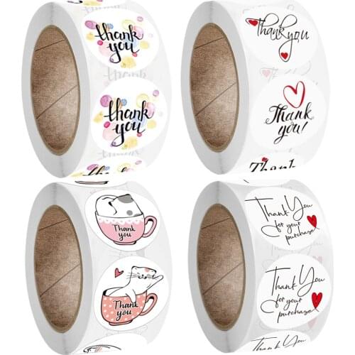 Thank You Stickers Package Sealing Material Gift Labels With Red Heart Design For Shopping Party Gift Decoration Stickers 500pcs
