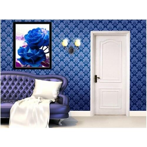 Embroidery 3 Pieces (1 lot=3 pieces) --5-15Business Days Blue Flowers Scenery Hot Sell Cross Stitch Luxurious