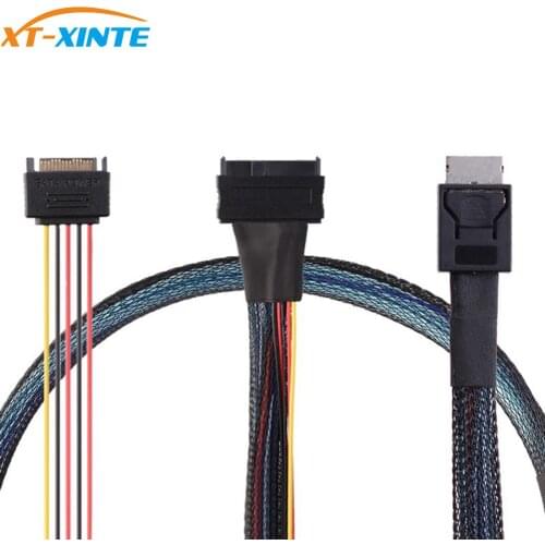 XT-XINTE 50cm SFF8611 42Pin To U.2 SAS SFF-8639+15Pin SATA Connector Cable Power Cord Server Data Connect Cable For PC Desktop