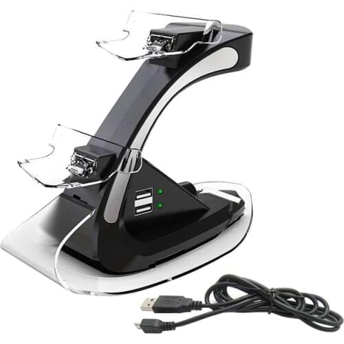 OSTENT Blue LED Dual Charger Station Dock Cable for Sony PS4 Wireless Bluetooth Controller