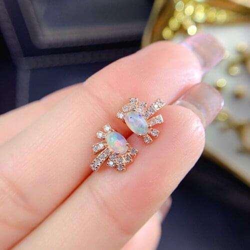 Female Party Jewelry New 100% Natural And Real Opal Earring 925 sterling silver Fine jewelry