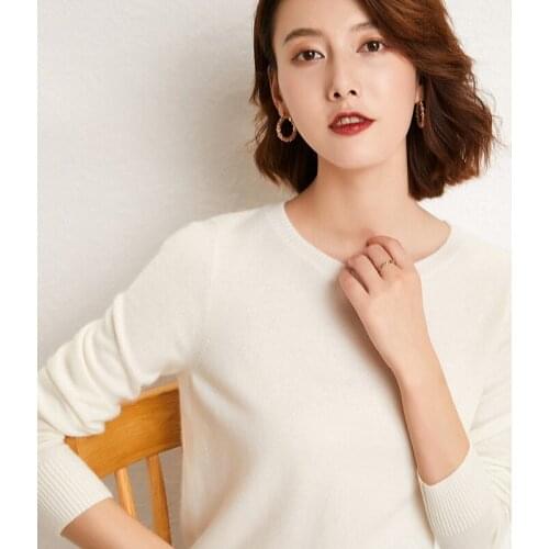 Women Sweaters and Pullover 100% Pure Goat Cashmere Knitting Oneck Long sleeve Tops Winter Autumn Soft Ladies Standard Clothes