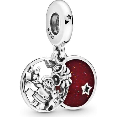 Winter 925 Sterling Silver Bead Santa Love Peace Joy Dangle Charm Fit Original Women Pan Bracelet Bangle DIY Jewelry