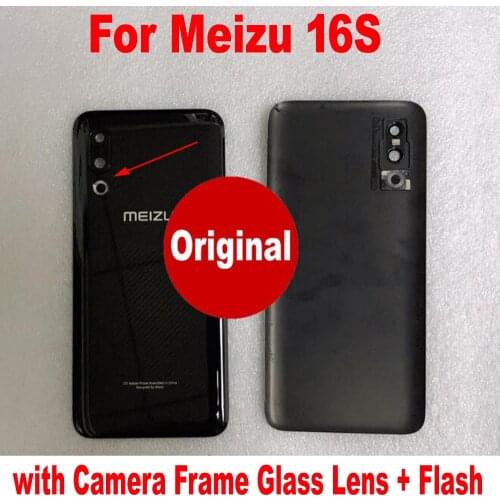 100% Original Best Panel Back Battery Cover Housing Door Rear Case For Meizu 16S Lid with Camera Frame Glass Lens + Flash