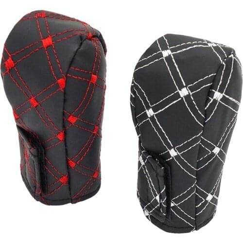 2 in 1 Set Car Gear Shift Collars Handbrake Gear Shift Knob Cover Faux Leather Shift Knob & Hand Brake Protection