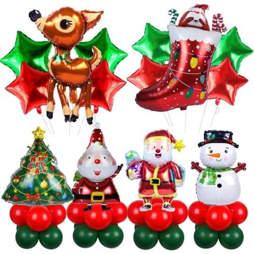 5pcs Christmas Balloons navidad Globos Christmas Party Decorations Santa Claus Sock Foil Balloon Set For Home Xmas Noel Air Ball